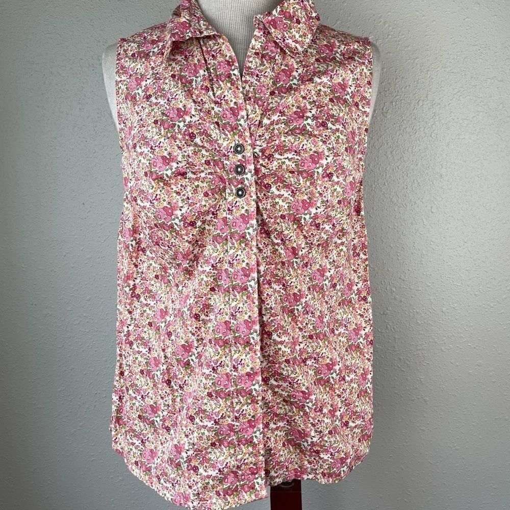 Bit & Bridle Floral Sleeveless Western Shirt EUC